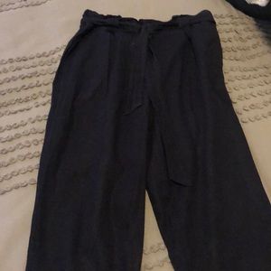 Navy linen cropped pants